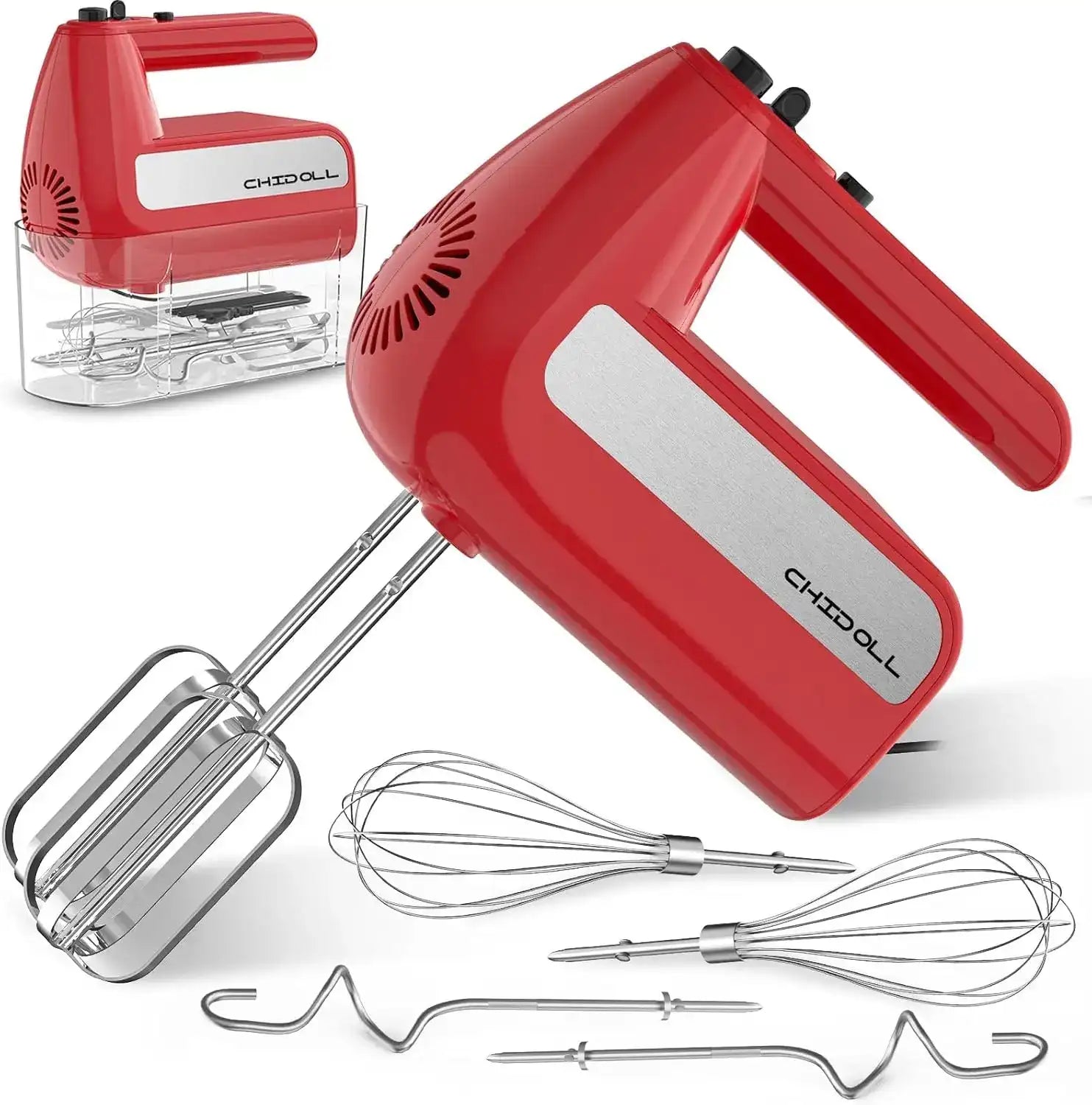 5-Speed Electric Hand Mixer 800W – Handheld Mixer with Turbo, Stainless Steel Attachments & Storage Case