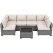 “7-Piece Modular Outdoor Furniture Set – PE Rattan Wicker Sectional Sofa with Cushions for Garden, Balcony & Patio”