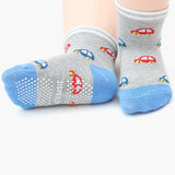 12-Pack Non-Slip Kids’ Socks with Grips – Cotton Crew Socks for Toddlers & Baby Boys/Girls, Ages 3–5 Years