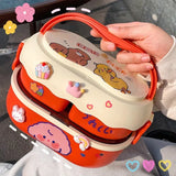 Kawaii Portable Lunch Box for Girls – Microwave-Safe Bento Box with Compartments for School & Picnic