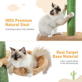 5-Tier Floor-to-Ceiling Cat Tree Tower – Tall Cactus Design with Scratching Posts, Hammock & Play Ball for Indoor Cats”
