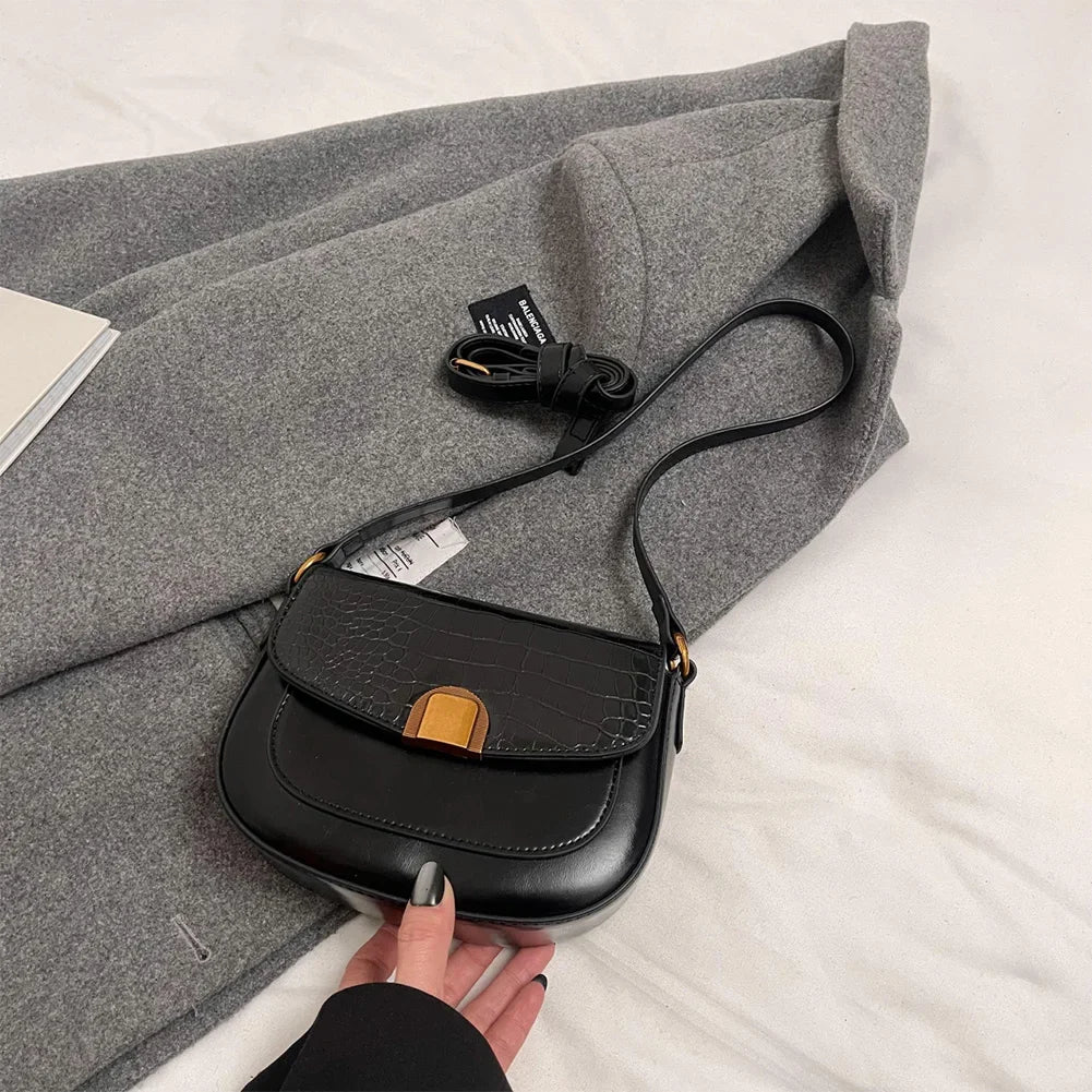 Small PU Leather Shoulder Bag for Women – Adjustable Strap Crossbody Purse with Buckle Closure 👜✨