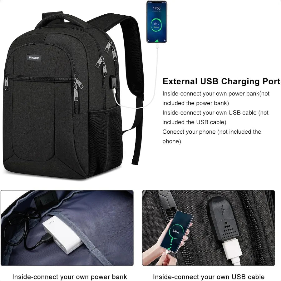 15.6" Water-Resistant School Backpack – USB Charging Laptop Bookbag for Teen Boys, Men & Women | Durable Student Daypack