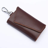 Genuine Leather Keychain Organizer – Unisex Car Key Wallet & Mini Card Holder Pouch