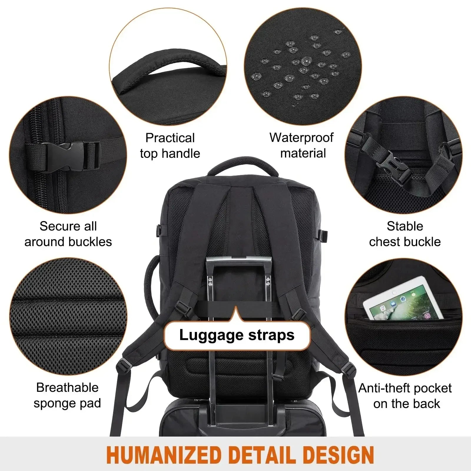 40L Expandable Travel Backpack — Waterproof Large-Capacity Luggage & Laptop Bag for Business + Adventure Trips