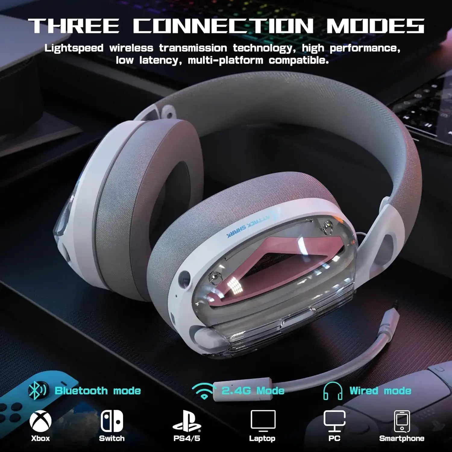 MambaSnake × Attack Shark L60 Tri-Mode Wireless Gaming Headset – 2.4 GHz / Bluetooth / Wired, 40 mm Drivers 🎧🔥