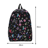 Butterfly Print Nylon School Backpack – Large Capacity Floral Student Book Bag for Daily & Outdoor Use