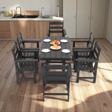 “7-Piece HDPE Patio Outdoor Dining Set – 51” Dining Table with 6 Chairs, Weather-Resistant Outdoor Furniture”