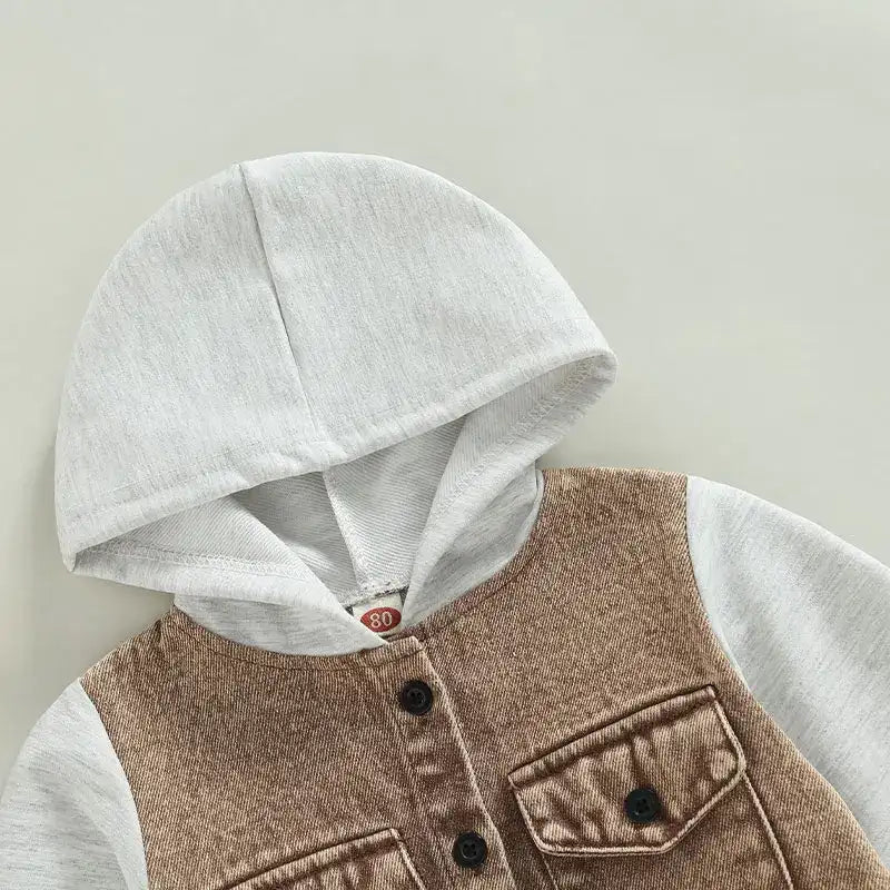 Patch-Detail Hooded Spring/Autumn Coat for Toddler Boys (Ages 1-4)