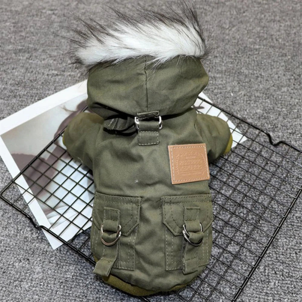 Dog Winter Jacket with Harness – Heavy-Duty Warm Coat & Hoodie Vest for Outdoor Hiking (Small–Large Dogs)