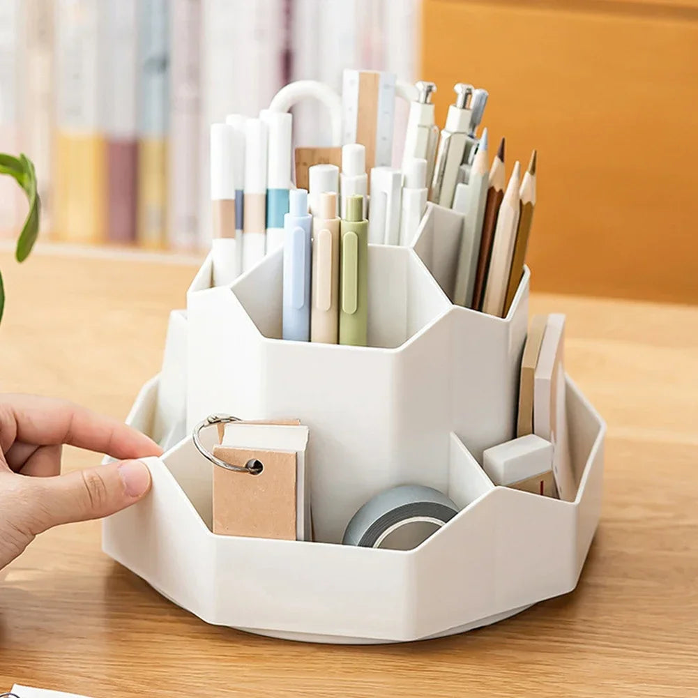 360° Rotating 9-Slot Desktop Stationery Organizer – Pen & Pencil Stand