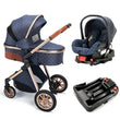 3-in-1 Luxury Baby Travel Stroller with ISOFIX Base – Sit or Lie Down for Newborns