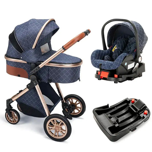 3-in-1 Luxury Baby Travel Stroller with ISOFIX Base – Sit or Lie Down for Newborns