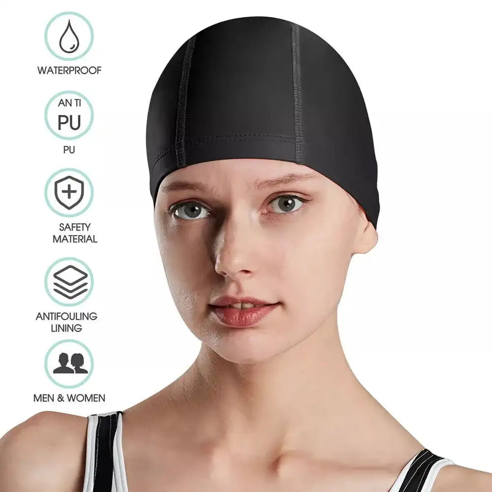 Solid Color Waterproof Swimming Cap for Men & Women – Long Hair Friendly Swim Hat 🏊‍♂️