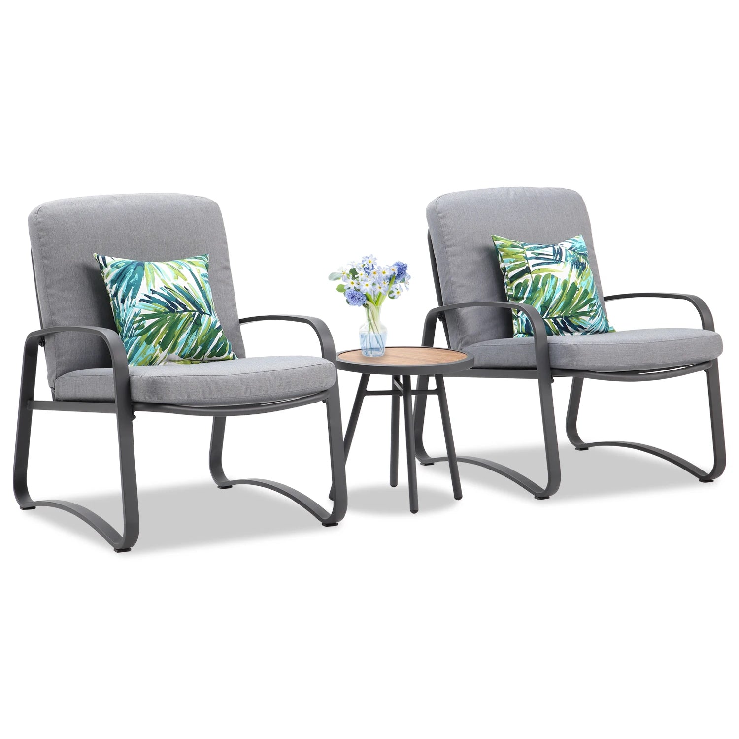 “3-Piece Rocking Bistro Set – Wicker Patio Chairs with Cushions & Coffee Table for Porch, Garden & Outdoor Living”