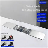 Embedded Desktop Socket – Hidden Office Desk Power Strip with Sliding Cover, 2 AC Outlets + HDMI, Network & USB Ports