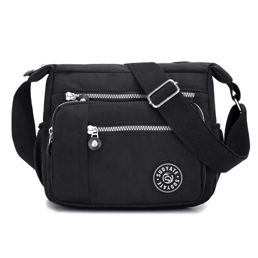 Women’s Waterproof Nylon Floral Multi-Pocket Crossbody Bag – Casual Shoulder Messenger Bag