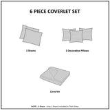 6-Piece Reversible Jacquard Quilt Set with Throw Pillows – Grey & Taupe King/Cal King | Elegant Reversible Bedding Set for Modern Bedrooms