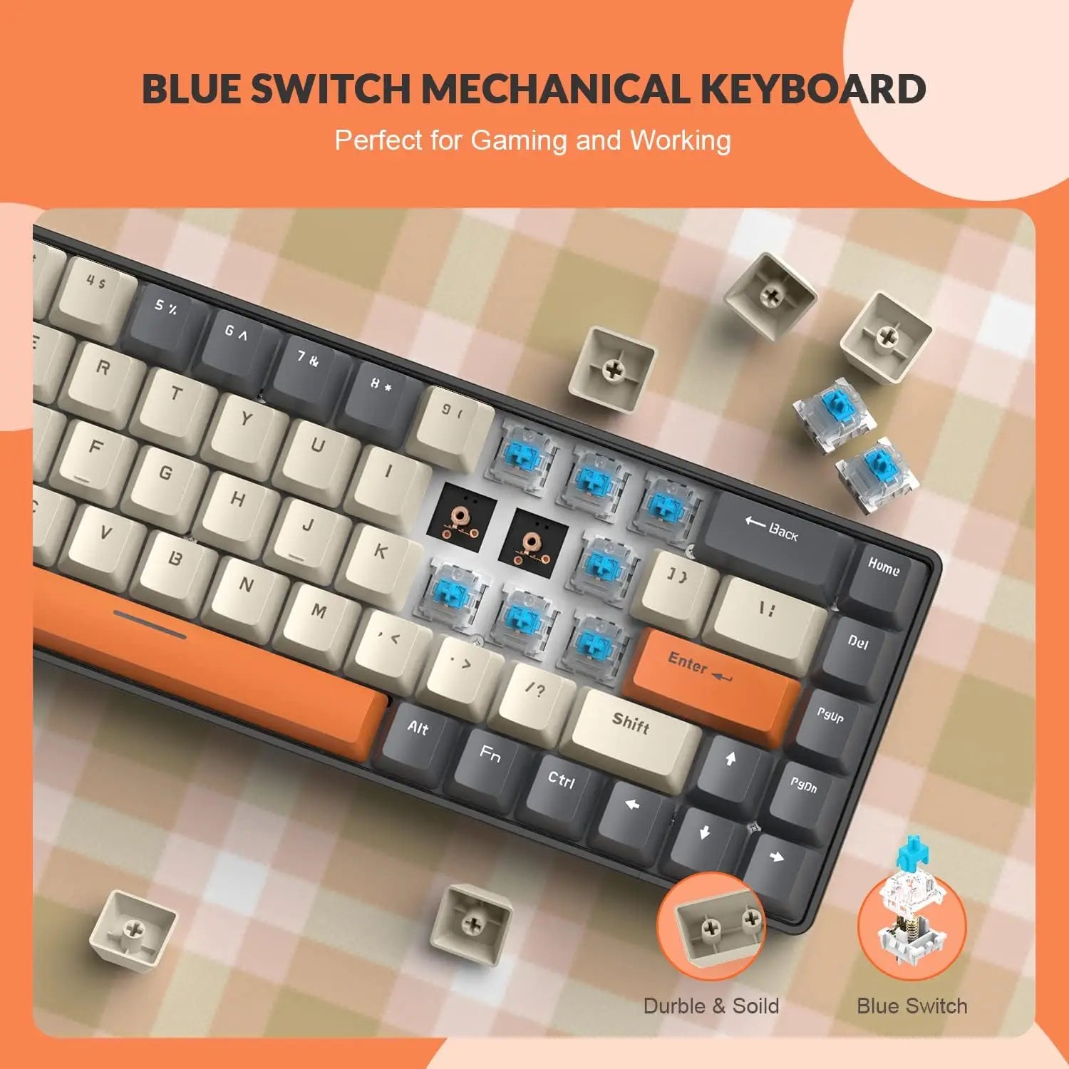 T8 Wired 65% Mechanical Gaming Keyboard & Mouse Combo – RGB Backlit TKL 68-Key Anti-Ghosting Keyboard with Coiled Cable & Tactile Switches