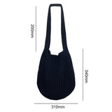Wool-Knitted Shoulder Shopping Bag for Women – Vintage Cotton Cloth Tote, Large Crochet-Style Shopper Handbag