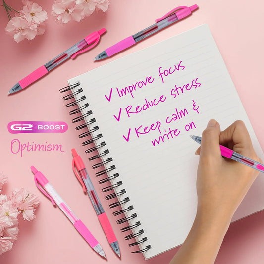 Pilot G2 Pink Premium Gel Pens – Fine Point 0.7mm, Assorted Ink Colors, Smooth Writing Pens (5-Count Pack)