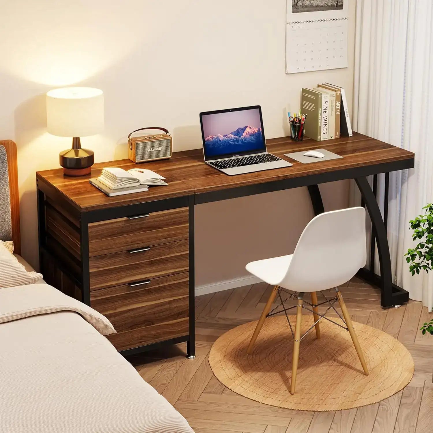 59″ Computer Desk with 3 Drawers – Large Writing Table Workstation with File Storage for Home Office