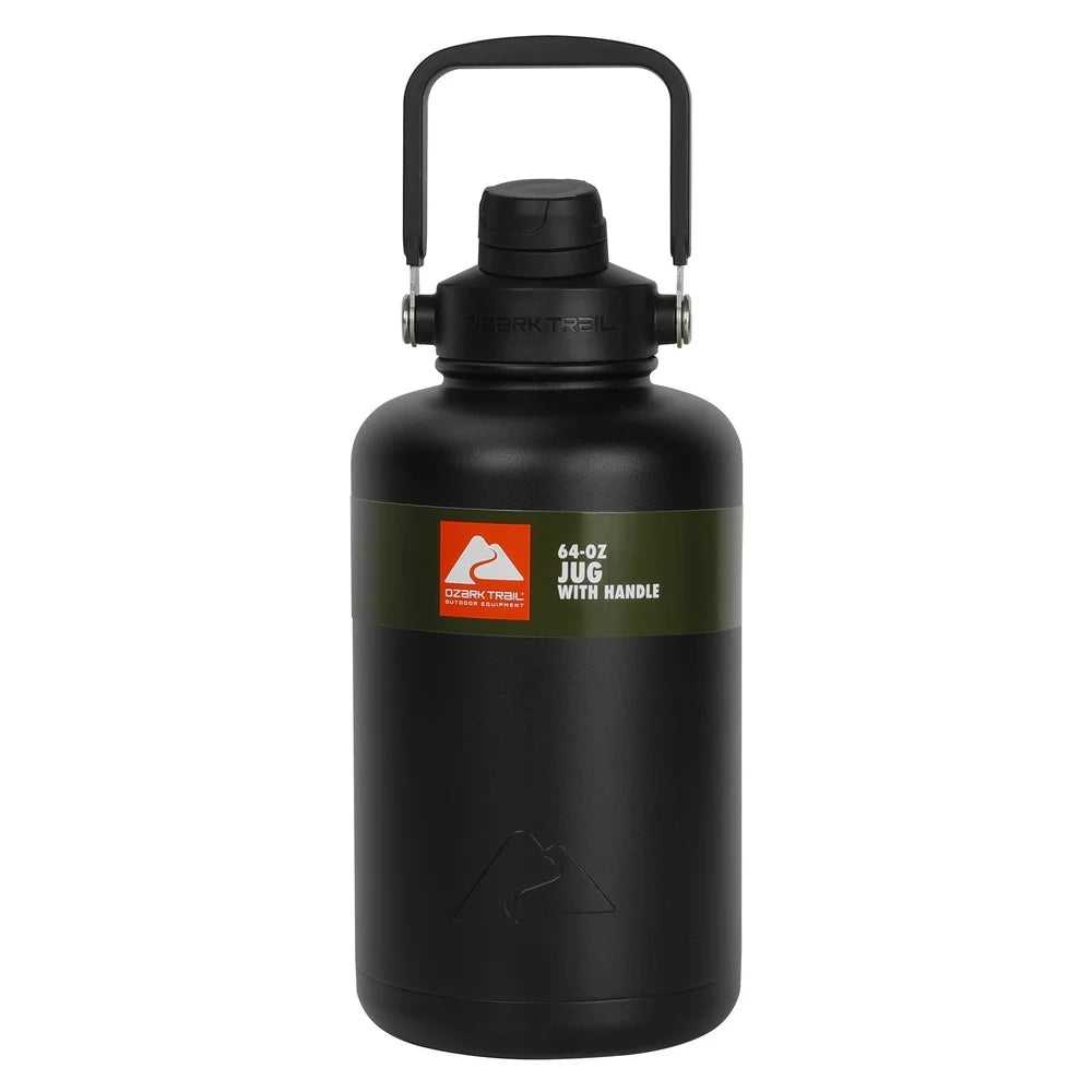 64oz Insulated Stainless Steel Water Bottle with Chug Lid – Leakproof Wide Mouth for Hiking & Travel
