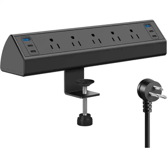 Clamp-Mount Power Strip with USB-C Fast Charging Station (40W) – Desk Edge Mount Surge Protector