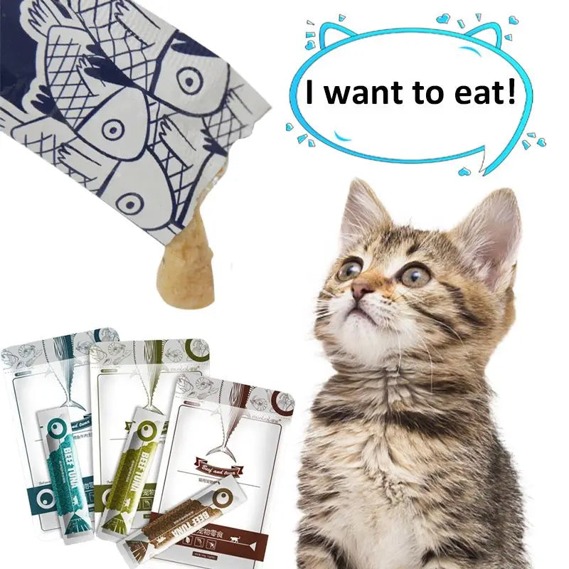 Cat Strips Wet Food 13g × 8pcs – Cod, Tuna & Beef Cat Snacks with Protein & DHA, Tasty Cat Supplement for Healthy Coat