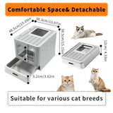 Enclosed Stainless Steel Cat Litter Box with Lid – Large Covered Top-Entry Pan, High-Sided Easy-Clean Design