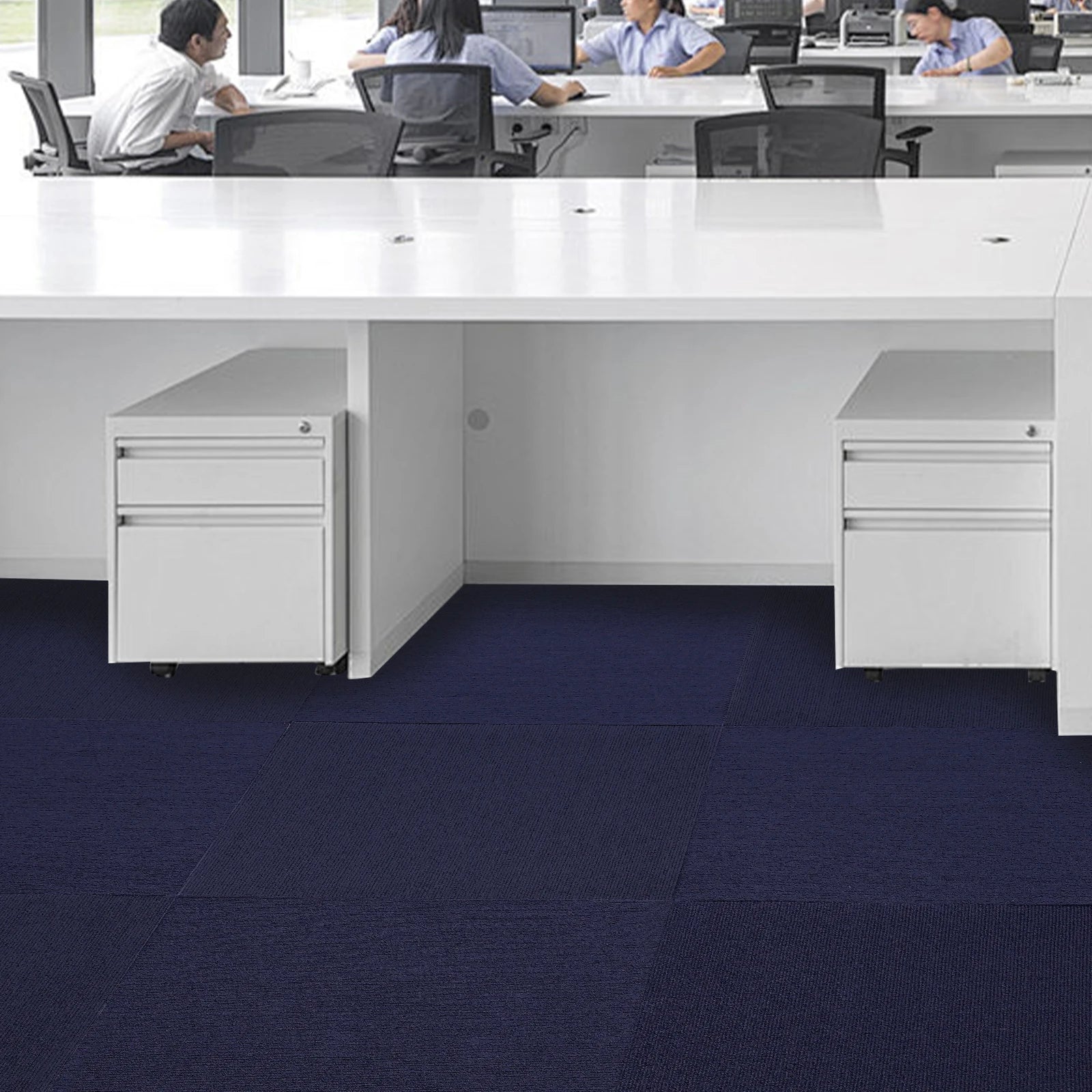 Dark Blue 24x24 Commercial Carpet Tiles – 15PCS Peel & Stick Floor Squares for Home & Office Use