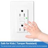 GFCI Outlet 15A – Weather & Tamper Resistant White Wall Socket with LED Indicator, Safe Power Outlet for Kitchen, Bathroom & Outdoor Use