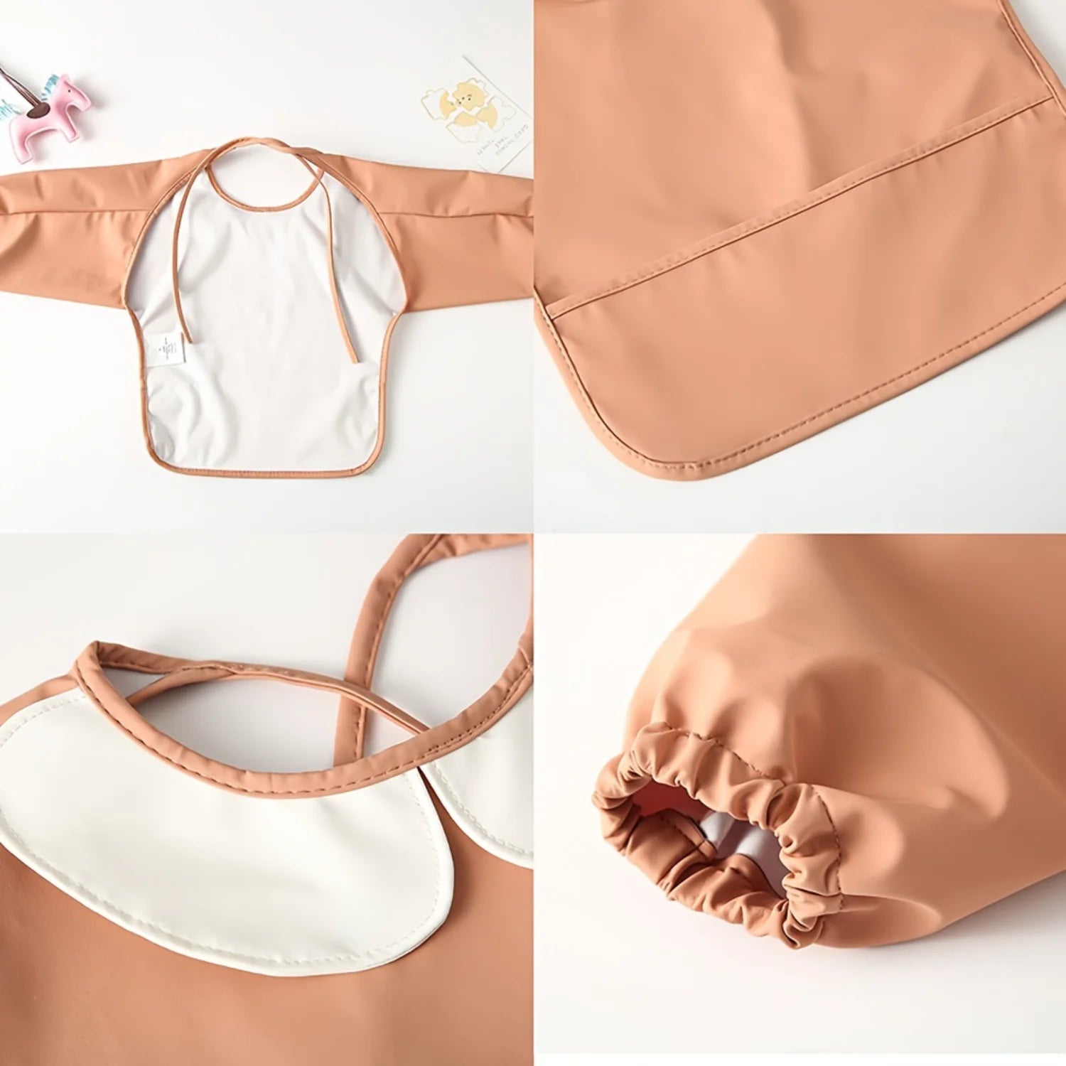 Cute Long-Sleeved Waterproof Feeding Bib – Full Coverage Baby Bib for Mealtime, Art & Holiday Gift