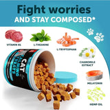 Hemp Cat Calming Treats – Anxiety & Stress Relief with Melatonin for Kittens & Cats, Made in USA, 60ct Jar