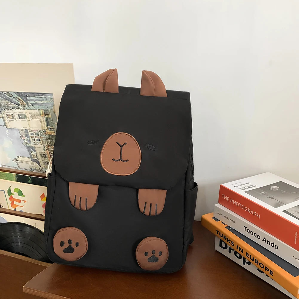 Kawaii Capybara Backpack for Women – Adjustable Strap School & Travel Bookbag with Zipper Closure