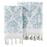 Mirage Fringe Bath Towel – Reversible Jacquard Design, Hand-Knotted Fringe, Luxe Cotton