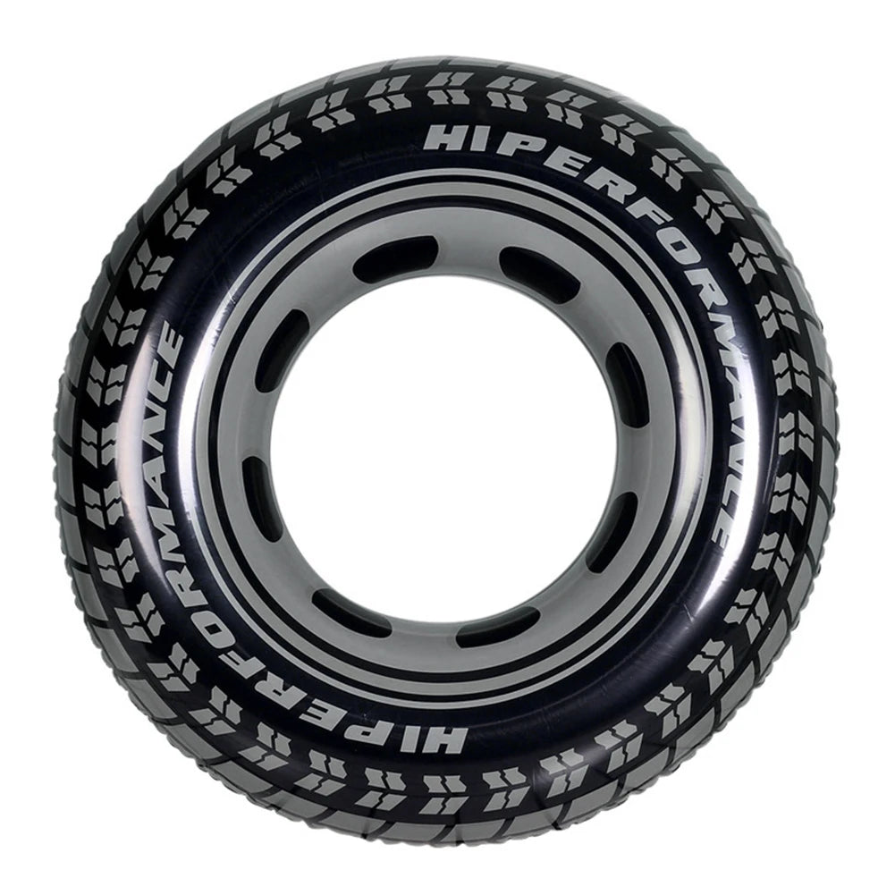 Black Wheel Tire Inflatable Pool Float – Adult PVC Swim Tube for Summer Water Activities & Relaxation