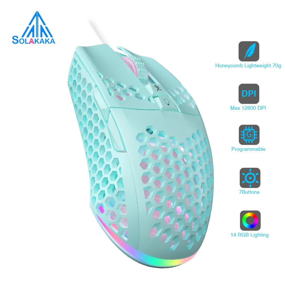 SM900 Wired Gaming Mouse – 12,800 DPI Honeycomb Lightweight Mouse with 7 Buttons & Macro Software for PC/Laptop