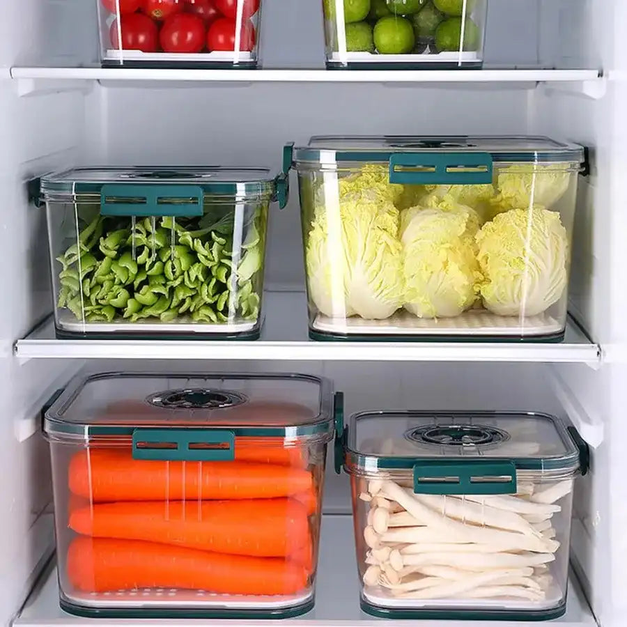 Smart Timer-Control Refrigerator Storage Container Set – 3-Piece Airtight Food Organizer