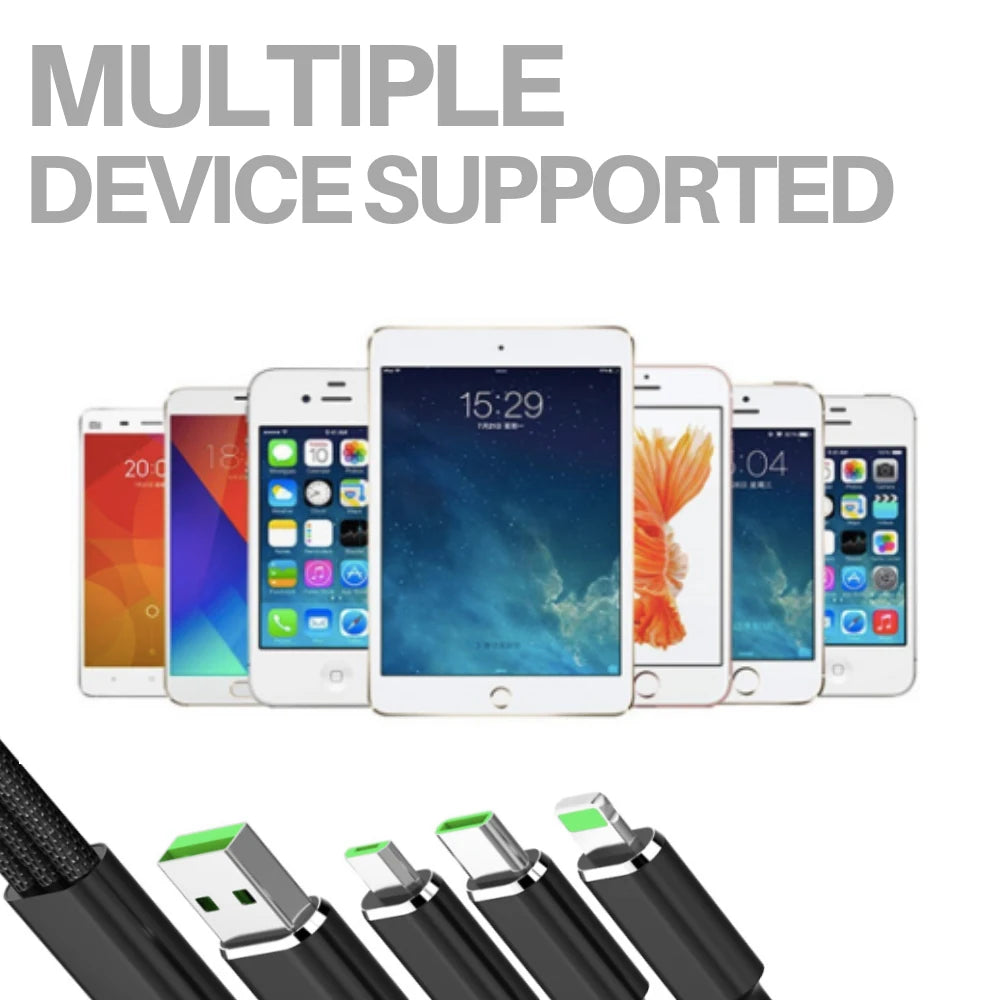 Universal 3-in-1 Fast USB Charging Cable – Multi-Function Cell Phone Charger Cord with Lightning, USB-C & Micro USB Connectors