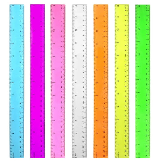 Colorful Transparent Plastic Rulers – 7-Pack School Ruler Set