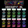 Fantastory Glow-in-the-Dark Acrylic Paint Set (10 Colors, 30ml) – Waterproof Luminous Paint for Crafts & Art