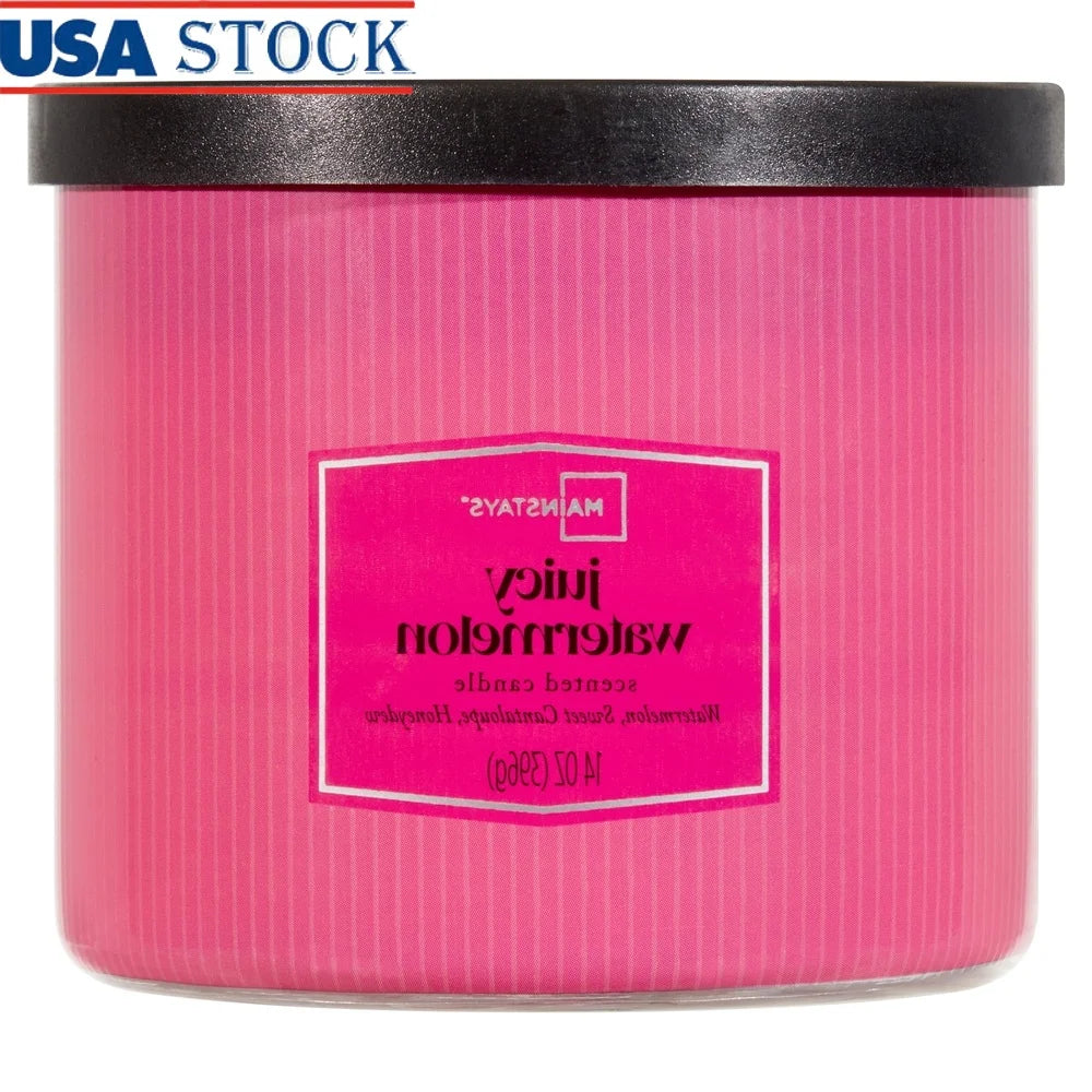 3-Wick Juicy Watermelon Scented Candle – Long-Lasting Aromatic Candle for Home Décor, Relaxation & Gifting (65-Hour Burn Time)