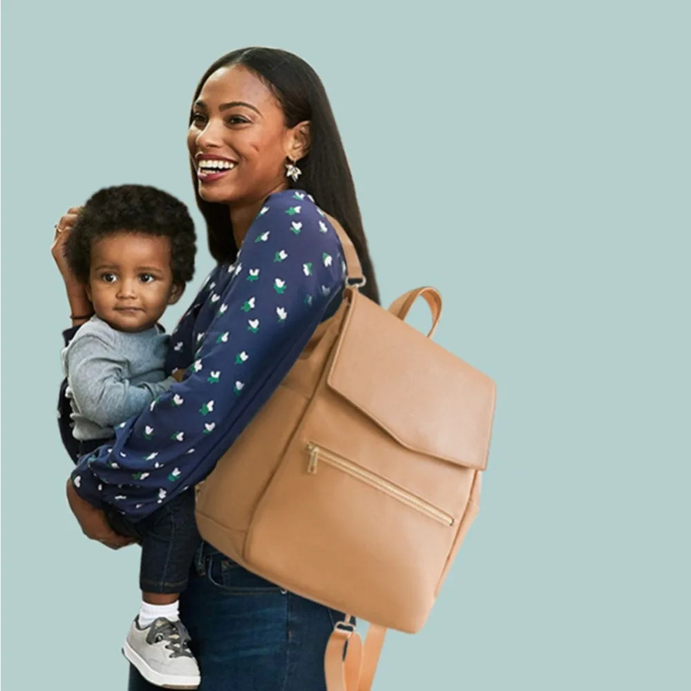 PU Leather Baby Diaper Bag Backpack – Large Capacity Mommy Bag with Changing Pad & Stroller Straps | Waterproof Nappy Organizer