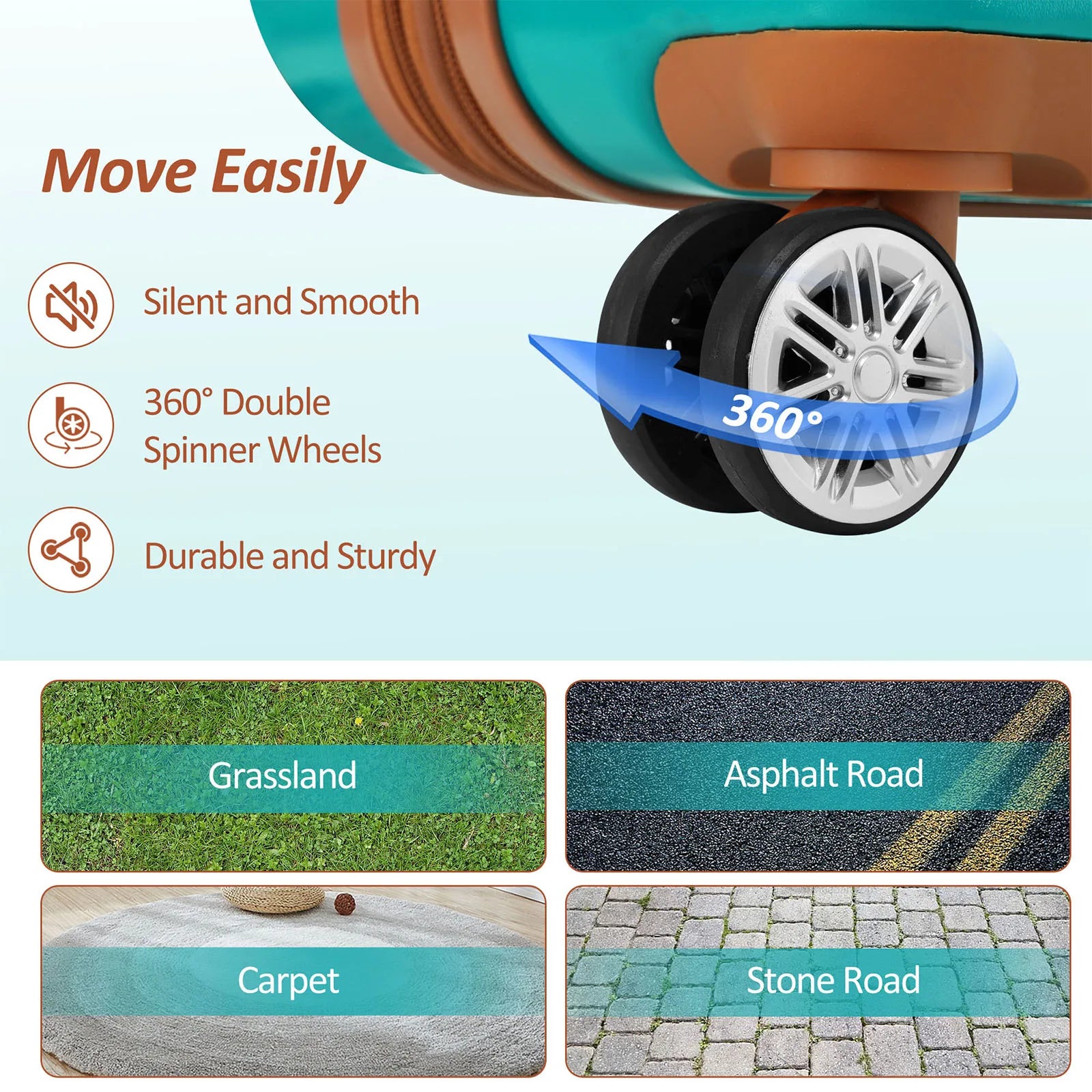 3-Piece Expandable Luggage Set (20”-24”-28”) – Lightweight Rolling Suitcases with 8 Spinner Wheels & TSA Lock