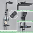 Digital Display Thermostatic Shower Mixer – Matte Black 4-Way Rainfall System with Shelf & Bidet Tap