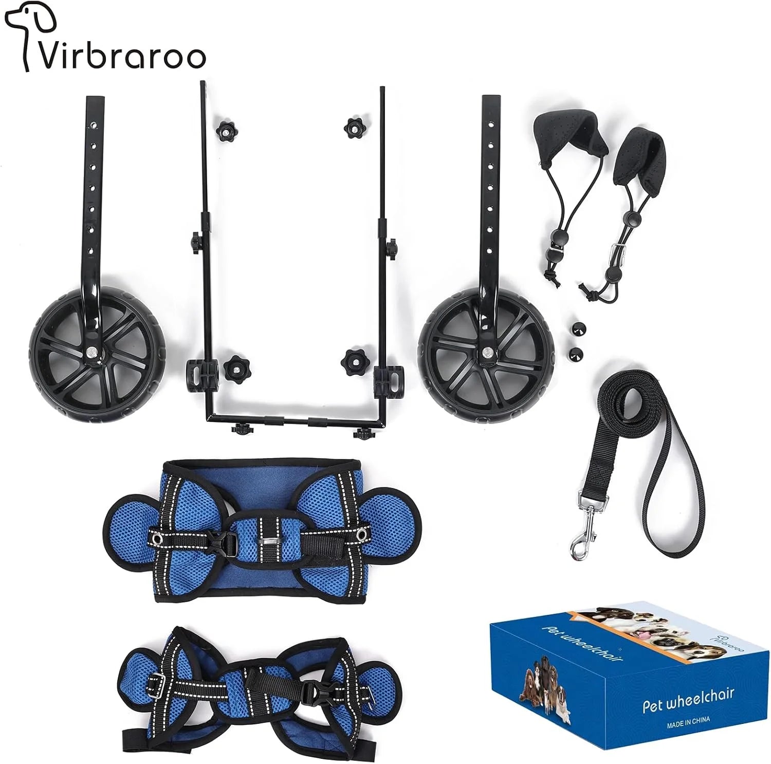 Adjustable Dog Wheelchair for Back Legs – Upgraded All-Terrain Tires, Durable Bearings & Reflective Safety Straps for Mobility Support