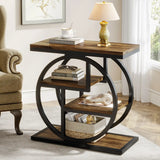 Tribesigns Narrow End Table with 3 Storage Shelves – Wooden Industrial Side Table for Sofa & Living Room