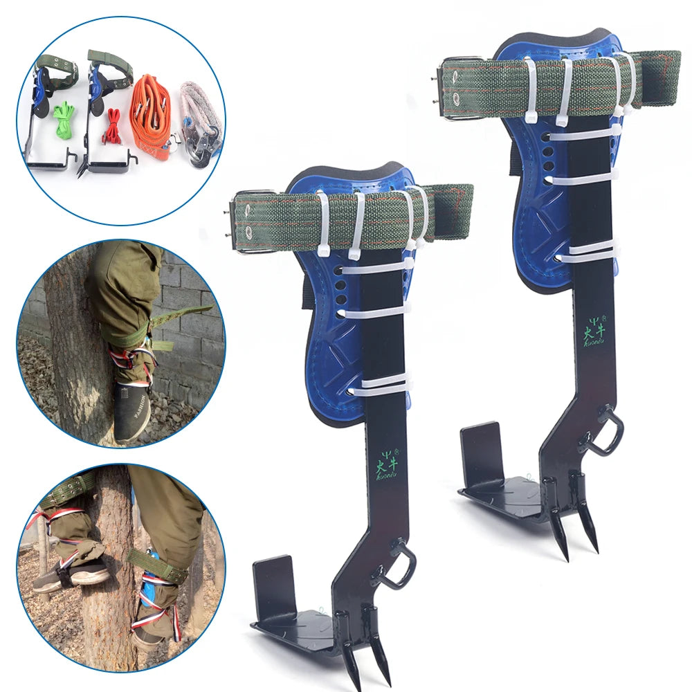 Professional Tree Climbing Spike Set with Safety Belt, Rope Lanyard & Carabiner – Pole & Tree Climbing Gear 🌲🧗‍♂️