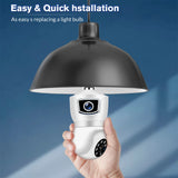 E9 Smart Bulb Dual-Lens 1080p WiFi Camera – Wireless Indoor Security Light with 4 LED Night Vision & Dome Socket Design